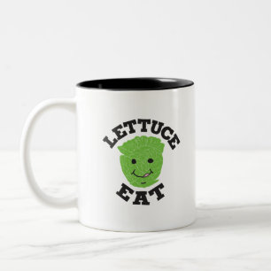 Lettuce Eat Funny Quottes Art Lettuce Art Design Tweekleurige Koffiemok