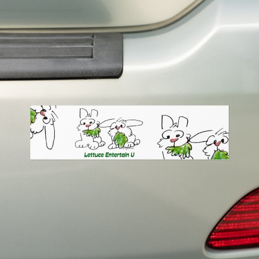 Lettuce Entertain U Cartoon Rabbits Bumpersticker (Op auto)