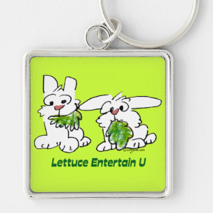 Lettuce Entertain U Cartoon Rabbits Sleutelhanger