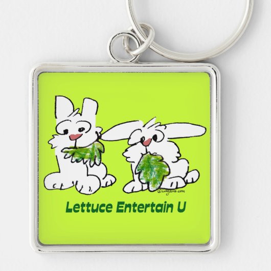 Lettuce Entertain U Cartoon Rabbits Sleutelhanger (Voorkant)