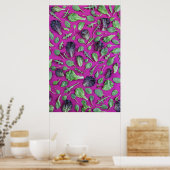 Lettuce Greens op Paars Poster (Keuken)
