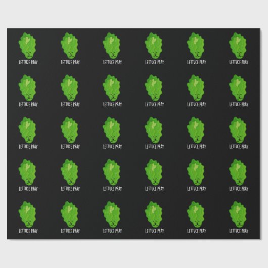 Lettuce Pray Funny Veggie Pun Dark BG Cadeaupapier (Vlak)