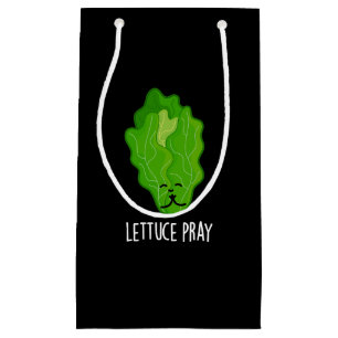 Lettuce Pray Funny Veggie Pun Dark BG Klein Cadeauzakje
