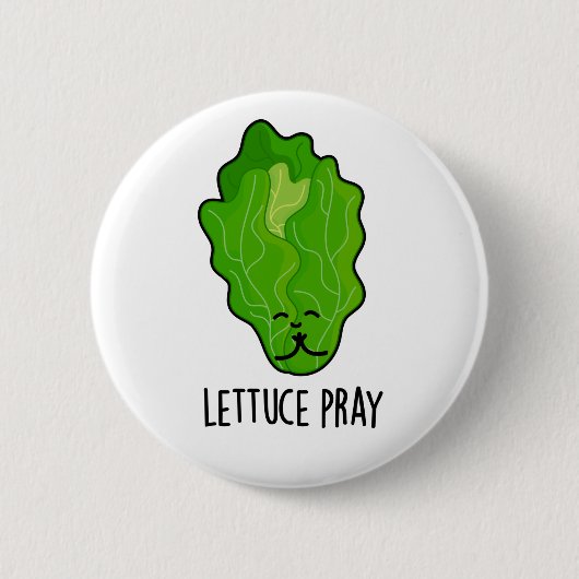 Lettuce Pray Funny Veggie Pun Ronde Button 5,7 Cm (Voorkant)