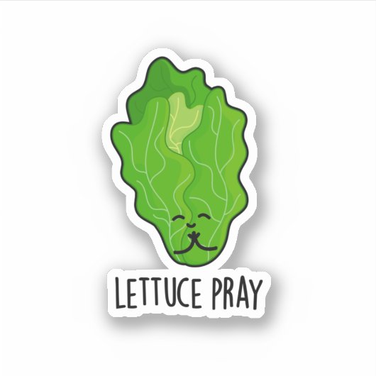 Lettuce Pray Funny Veggie Pun Sticker (Voorkant)