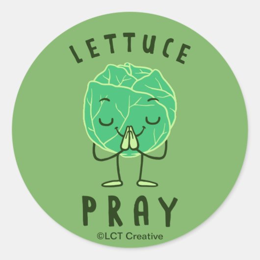 Lettuce Pray Ronde Sticker (Voorkant)