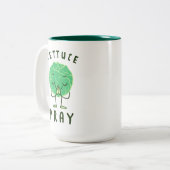 Lettuce Pray Tweekleurige Koffiemok (Voorkant links)