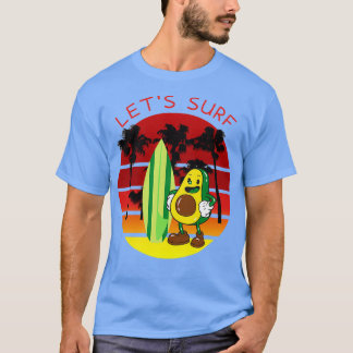 Letx27s surf grappig surfen op avocado t-shirt