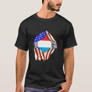 Letzebuerg USA America Luxembourg Vlag Borst Luxem T-shirt
