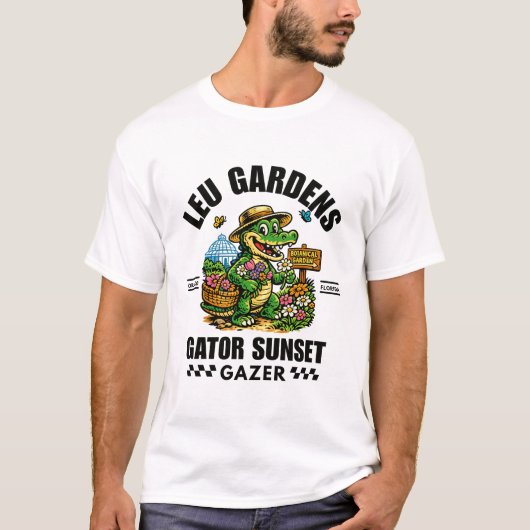 Leu Gardens alligator zonsondergang T-shirt (Voorkant)