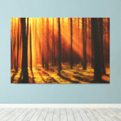 leuchtend Sonne schimmert durch den Wald Canvas Afdruk (Insitu (Houten vloer))