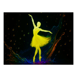 Leuchtende Ballerina in Farbiger Wassersymphonie Perfect Poster