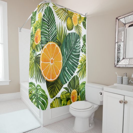 Leuchtende Orangengarten-Melodie Douchegordijn (In situ)