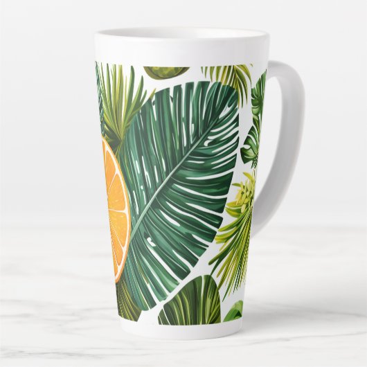 Leuchtende Orangengarten-Melodie Latte Mok (Rechterhoek)