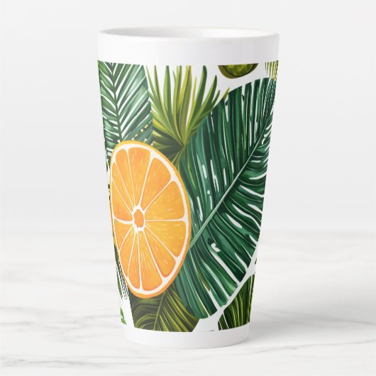 Leuchtende Orangengarten-Melodie Latte Mok (Voorkant)