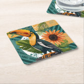 Leuchtender Tukan in tropischer Harmonie Kartonnen Onderzetters (Schuin)