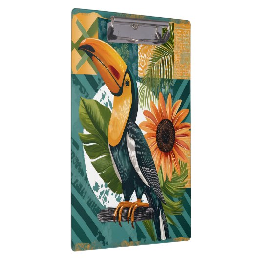 Leuchtender Tukan in tropischer Harmonie Klembord (Rechts)