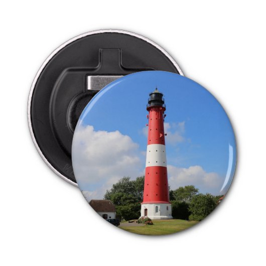 Leuchtturm auf Insel Pellworm im Sommer Button Flesopener (Voorkant)
