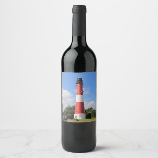 Leuchtturm auf Insel Pellworm im Sommer Wijn Etiket (Voorkant)