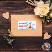 Leuchtturm & Möwen - handgemalt | maritimer Etiket