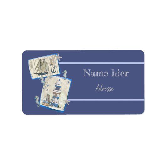 Leuchtturm und Schiff Adressaufkleber Etiket (Voorkant)