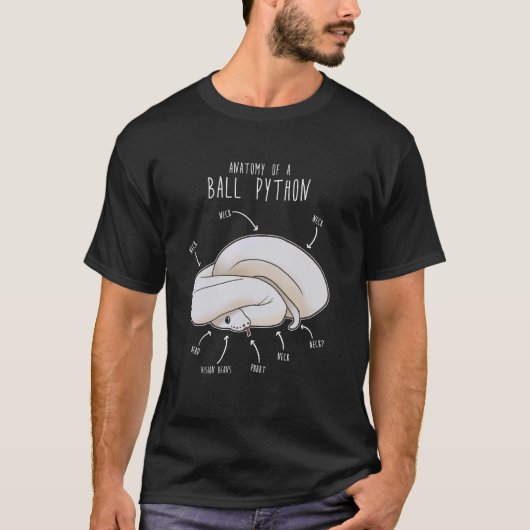 Leucistische Ball Python Anatomie Witte Slang Funn T-shirt (Voorkant)