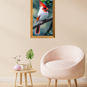 Leucistische kardinaal  poster