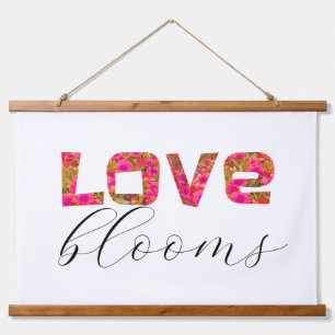 leugenachtige liefde bloei woord kunst heet roze e hangend wandkleed