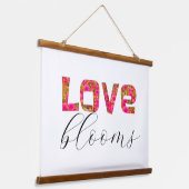 leugenachtige liefde bloei woord kunst heet roze e hangend wandkleed (Gebogen)
