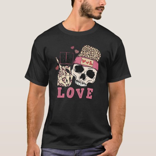 Leugenachtige luipaard skelet Valentijnse  dd T-shirt (Voorkant)