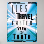 Leugens Reizen sneller dan de Waarheid Poster (Voorkant)