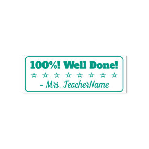 Leuk "100%! Goed gedaan!" Tutor Rubber Stamp Zelfinktende Stempel