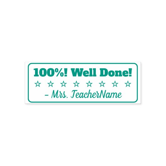 Leuk "100%! Goed gedaan!" Tutor Rubber Stamp Zelfinktende Stempel (Design)