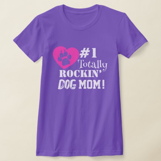 Leuk #1 Helemaal Rockin Dog Mom (paarse) T-shirt (Laagn)
