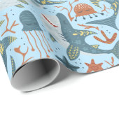 Leuk 1e 2e 3e Jongen Verjaardag Haai Zee Patroon Cadeaupapier (Rol Hoek)