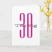 Leuk, 30ste verjaardag, grote roze, zwarte tekst,  kaart (Gele Bloem)