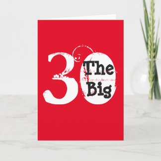 Leuk, 30ste verjaardag, witte, zwarte tekst op roo kaart