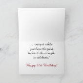 Leuk, 31e verjaardag, dochter, rood en wit tekst. kaart (Binnen)