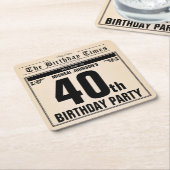 Leuk 40e Verjaardag  Krant Unique Custom Kartonnen Onderzetters (Schuin)