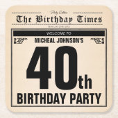 Leuk 40e Verjaardag  Krant Unique Custom Kartonnen Onderzetters (Voorkant)