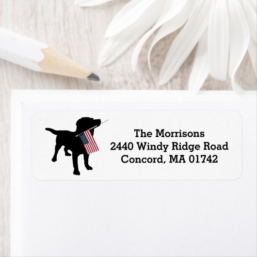 Leuk 4 juli Black Lab met Amerikaanse vlag Etiket (Insitu)