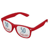 Leuk 50 en Fabulous 50ste verjaardag Rood Blauw Retro Zonnebril (Gekanteld)