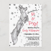 Leuk 50e Black White Red Fox Star Foxy Verjaardag Uitnodiging Briefkaart (Voorkant)