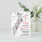 Leuk 50e Black White Red Fox Star Foxy Verjaardag Uitnodiging Briefkaart (Staand voorkant)