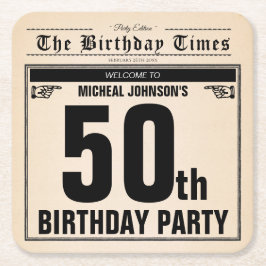 Leuk 50e Verjaardag Vintage Oud Nieuwsblad Custom Kartonnen Onderzetters