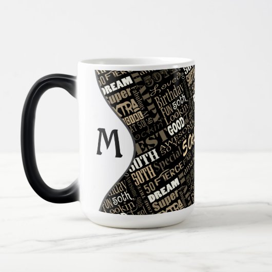 Leuk 50e verjaardagsfeestje gepersonaliseerd monog magische mok (Links)