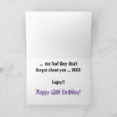 Leuk, 60ste verjaardag, vergeet het, paarse, witte kaart (Binnen)