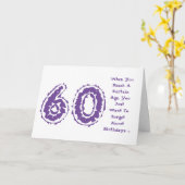 Leuk, 60ste verjaardag, vergeet het, paarse, witte kaart (Gele Bloem)