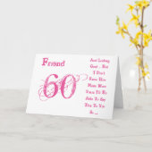Leuk, 60ste verjaardag voor vriend, roze & witte t kaart (Gele Bloem)