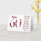 Leuk, 60ste verjaardag voor zus, rood en wit tekst kaart (Gele Bloem)